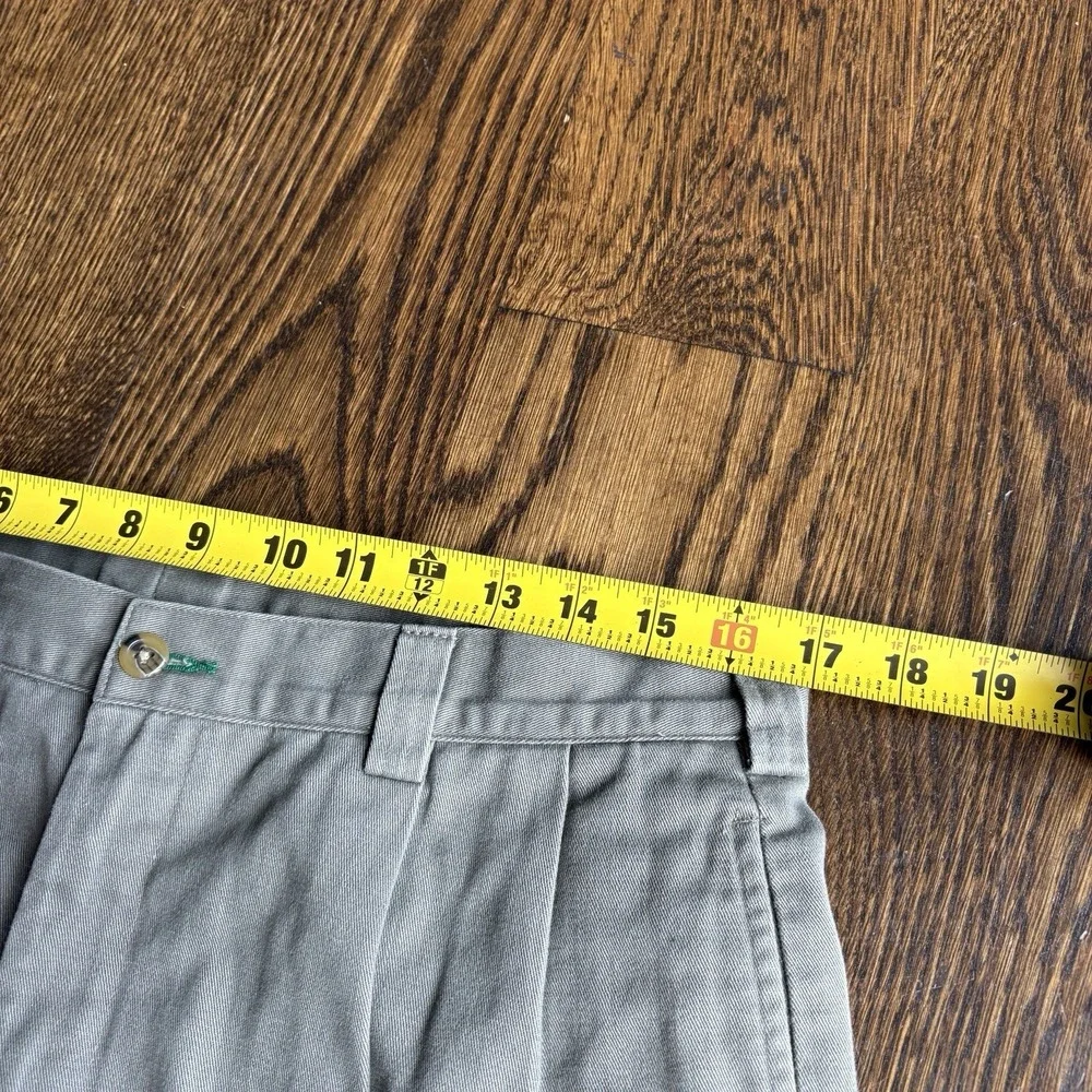 Vtg 90s Tommy Hilfiger Crest Pleated Chino Pants Mens 34x29 Olive Gray Trousers